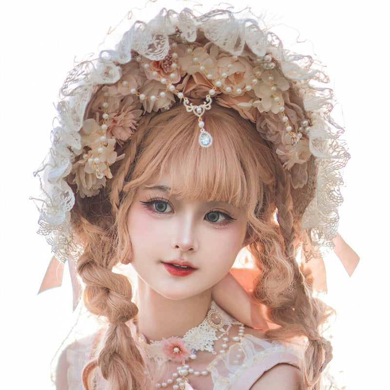 Pink Classic Lolita Accessories Handmade Lace