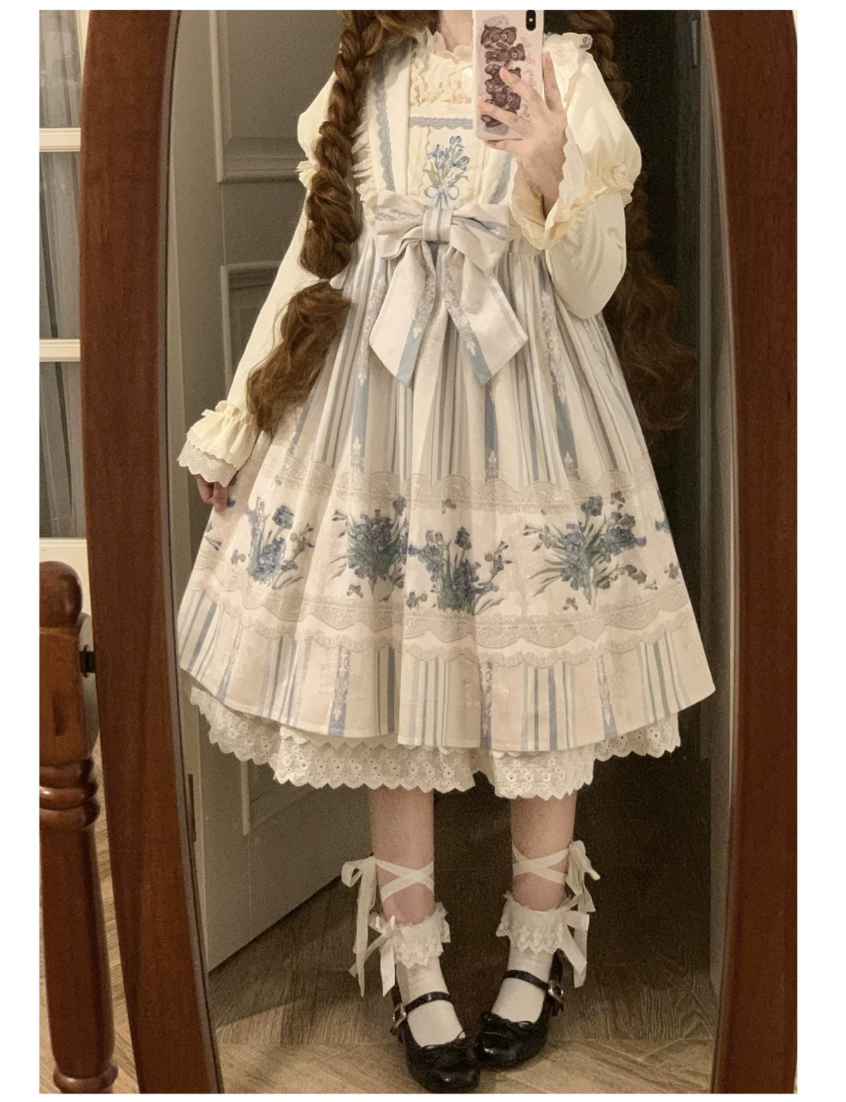 Iris - Classic Lolita JSK Dress Set, Iris Print and Embroidery 45997:871521