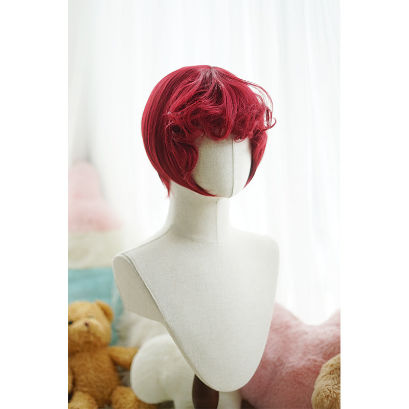 Imperial Tea - Daily Lolita Wigs Roman Roll Wig Ocean red wavy bob with bangs