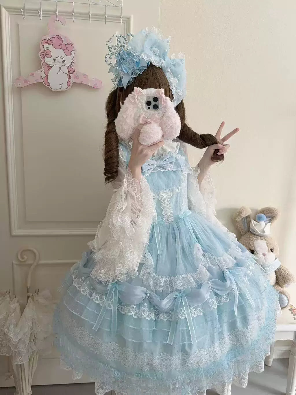 Sugar Knot - Sweet Lolita Chiffon JSK, Tiered Skirt, Doll-Like