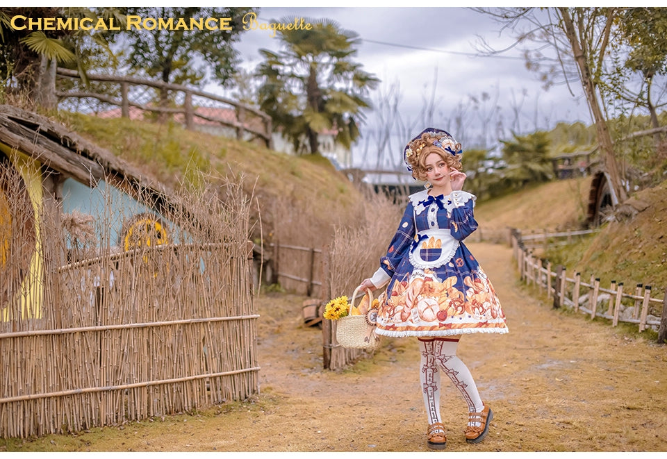 Chemical Romance~Freshly Baked Bread~Sweet Lolita OP Dress Long Sleeve Dress 37032:544244