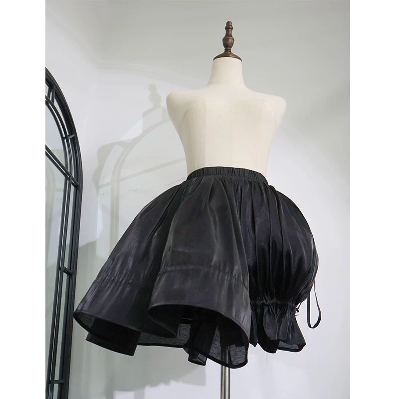 Adjustable Dual-use Lolita Bloomers and Petticoat Black - High Volume Petticoat One Size
