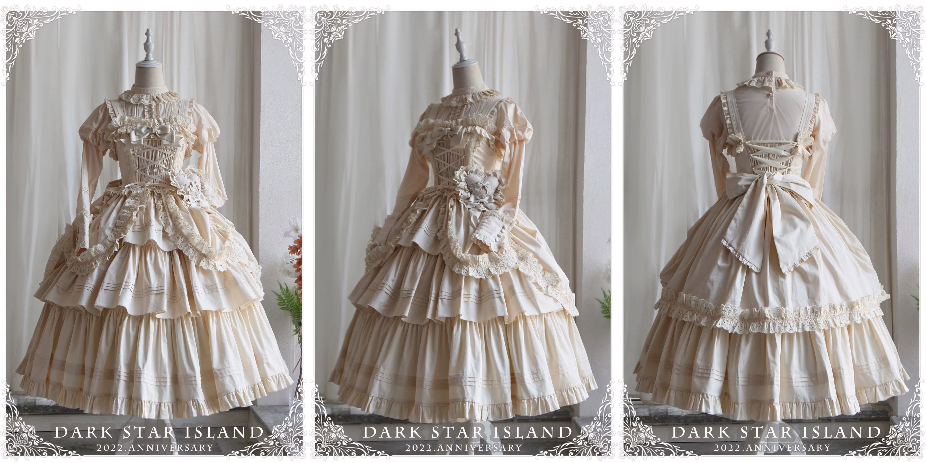 Cotton Gothic Lolita Long JSK, Drawn-up Hem
