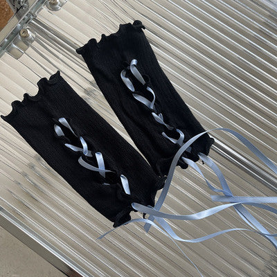 WAGUIR - Kawaii Lolita Wrist Cuffs DIY Gloves black+blue