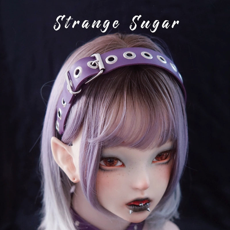 Strange Sugar - Gothic Lolita KC Faux Leather Punk Lolita Hair Accessories 10 Purple Large Circle