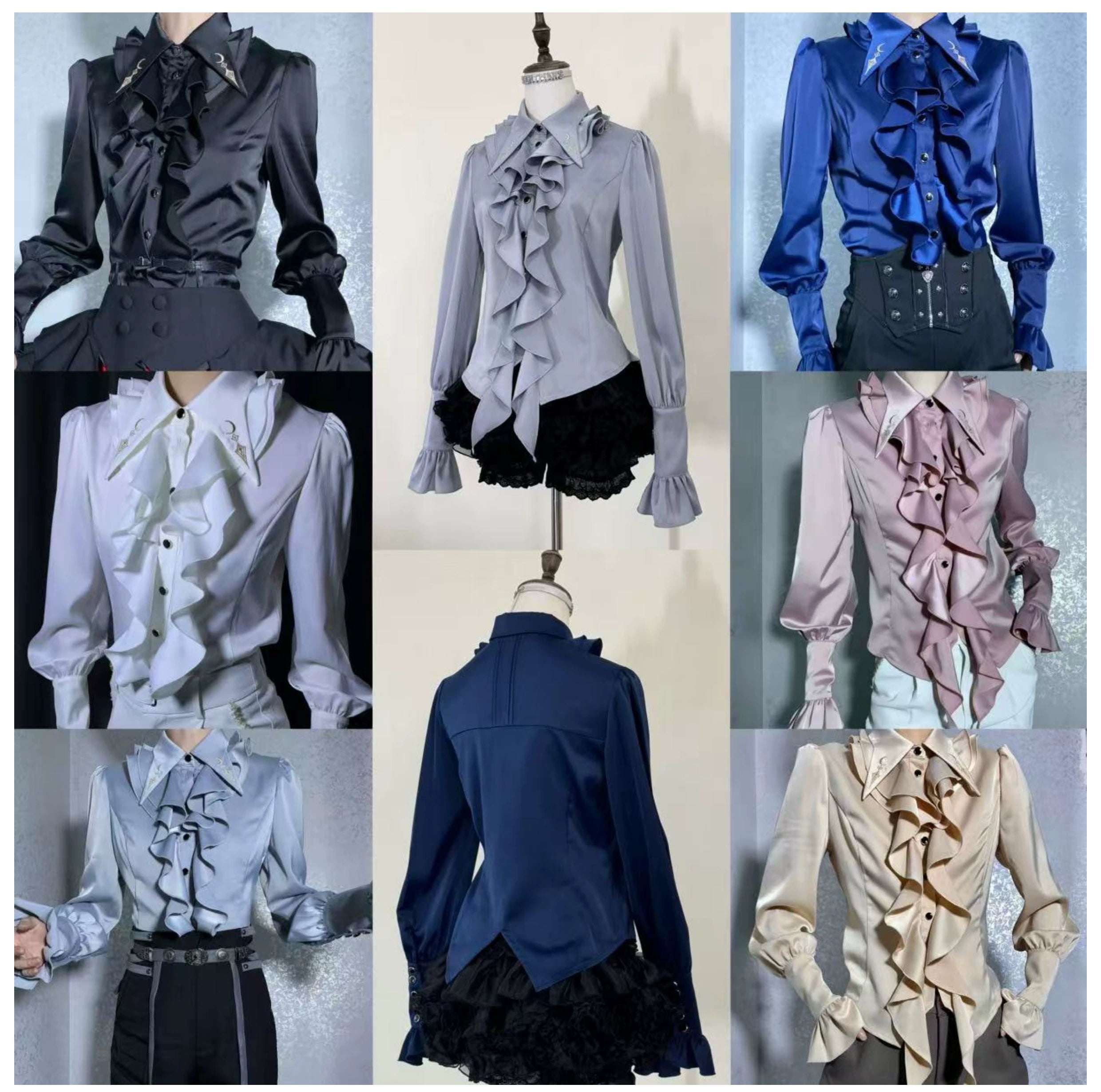 SilentMars~Fallen Moon Rule~Military Lolita Shirt Set Retro Knight Style Blouse 41196:687428