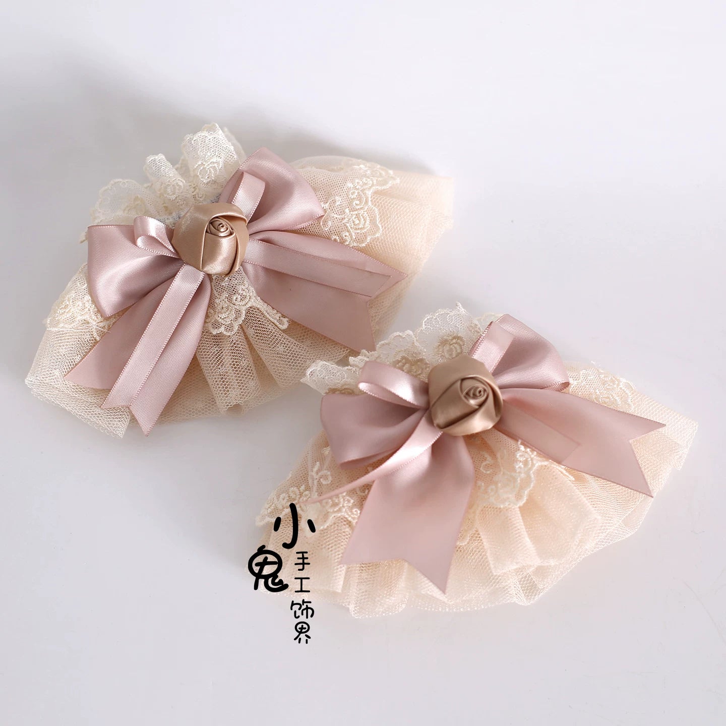 Elegant Champagne Lolita Headdress, Floral & Bows A Pair of Cuffs Only