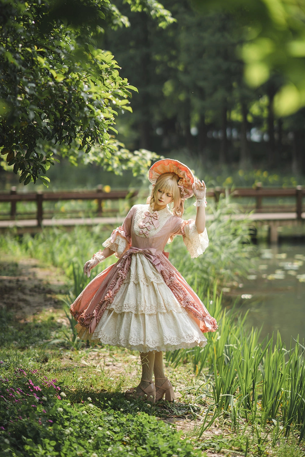 Miss Point~Lilyka Garden~Classic Lolita OP Dress Set Elegant Floral Wall Princess Sleeve 38832:606300