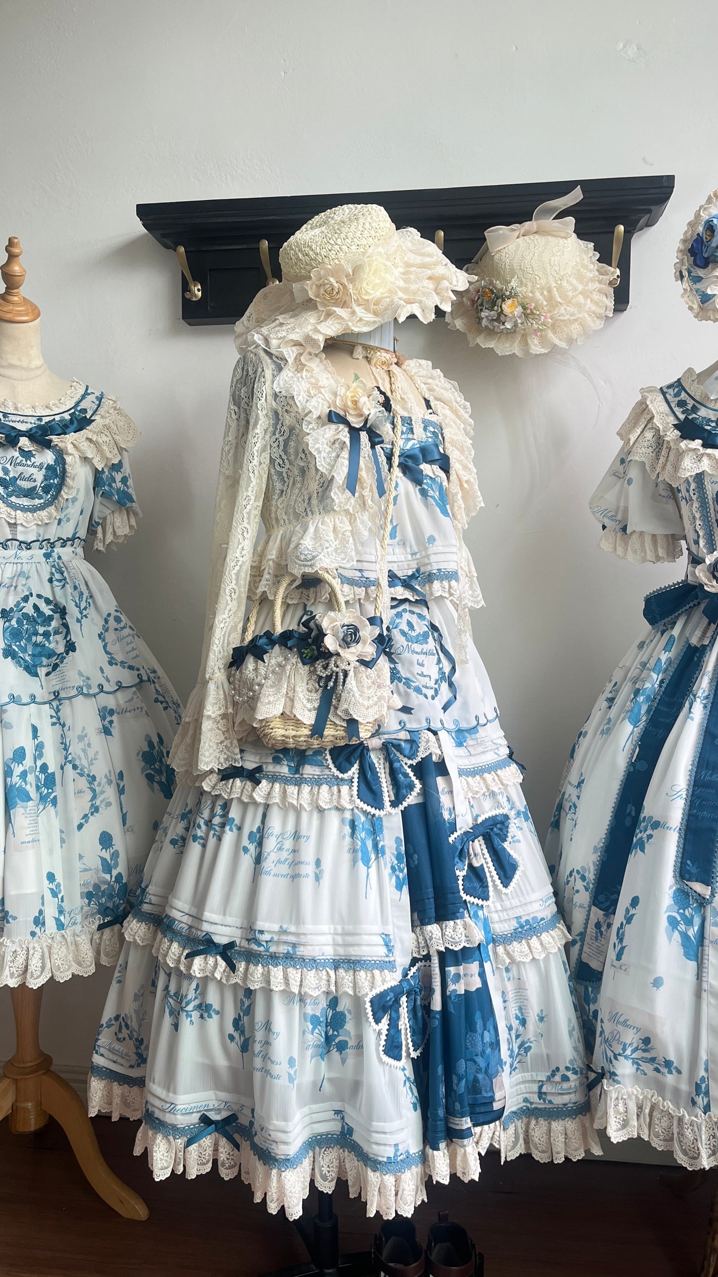 NanShengGe - Mulberry Poem - Country Lolita Printed Dress with Cardigan Set 42513:742824