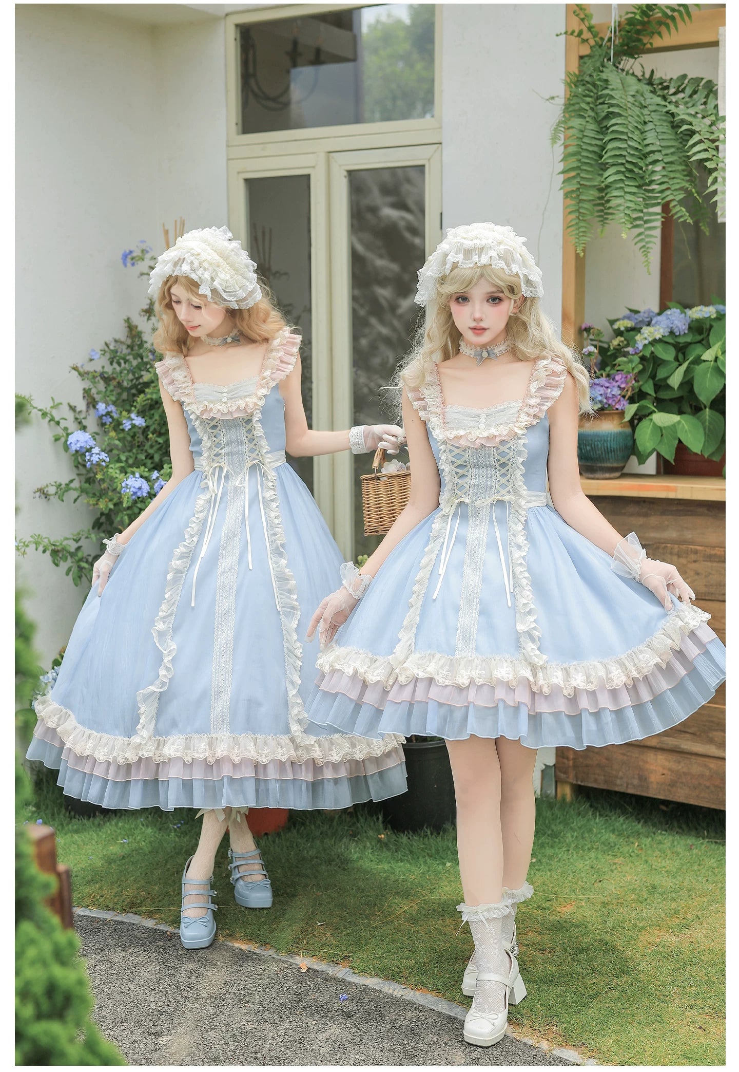 Island Diary - Classic Lolita Flutter Sleeve JSK Dress, Ruffled Lace 45533:855163