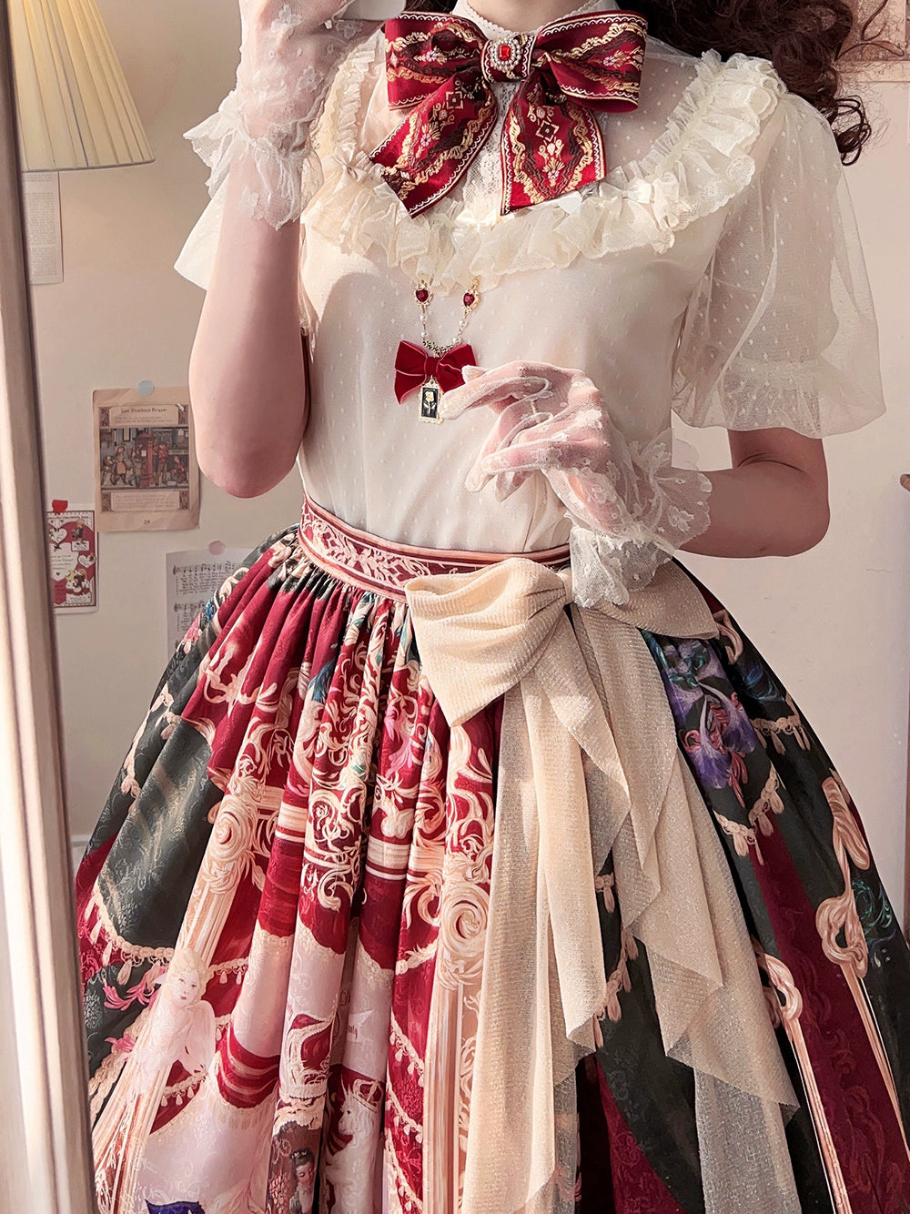 Miss Point~Kaleidoscope~Classical Lolita Shirt Dot Gauze Detachable Puff Sleeve Blouse Customized 35392:488846