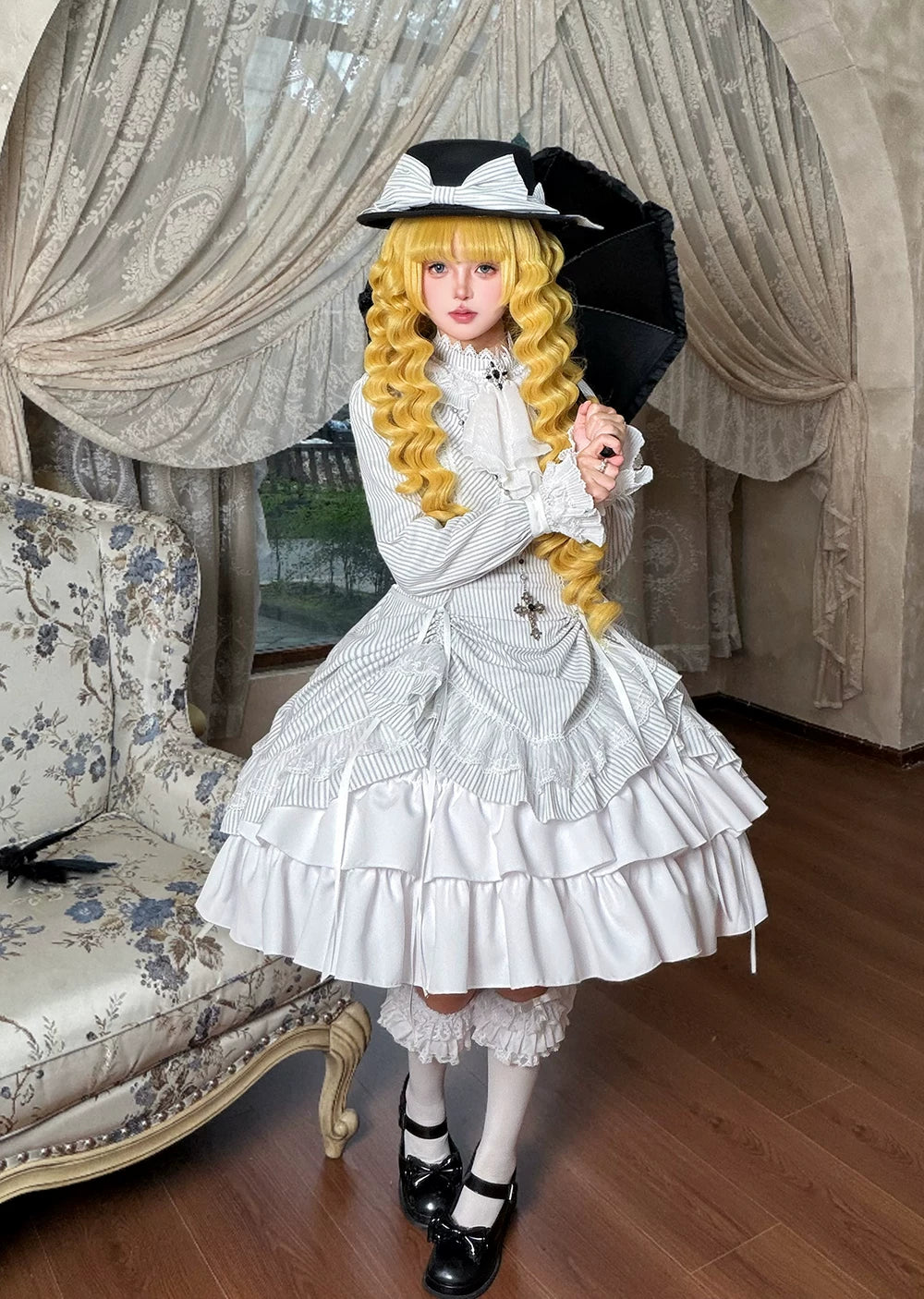 Perint Manor - Gothic Lolita Striped Dress, Tailor-made 44410:808362