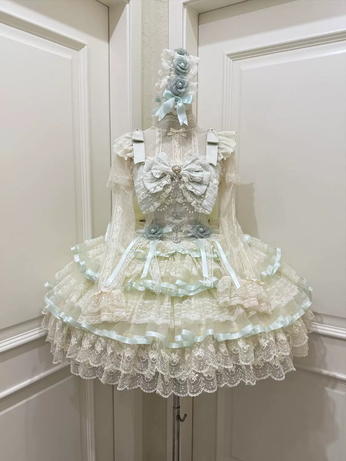 Rose Whirl - Sweet Lolita JSK Dress, Floral & Rhinestone Decoration