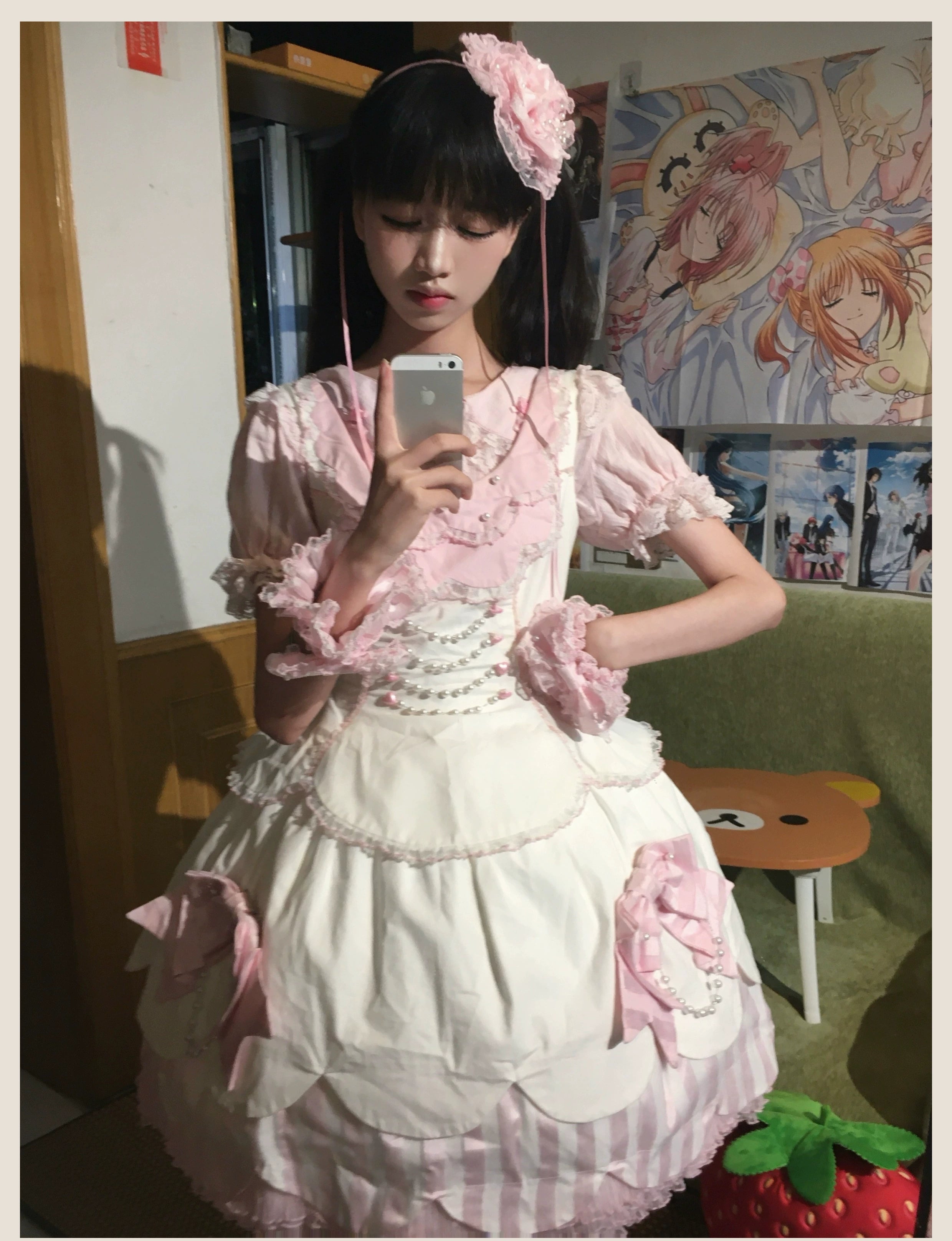 TaTaTa Lolita - Pearl Princess - Old School Lolita Jumper Dress Outfit, Petal Hem 44056:793705