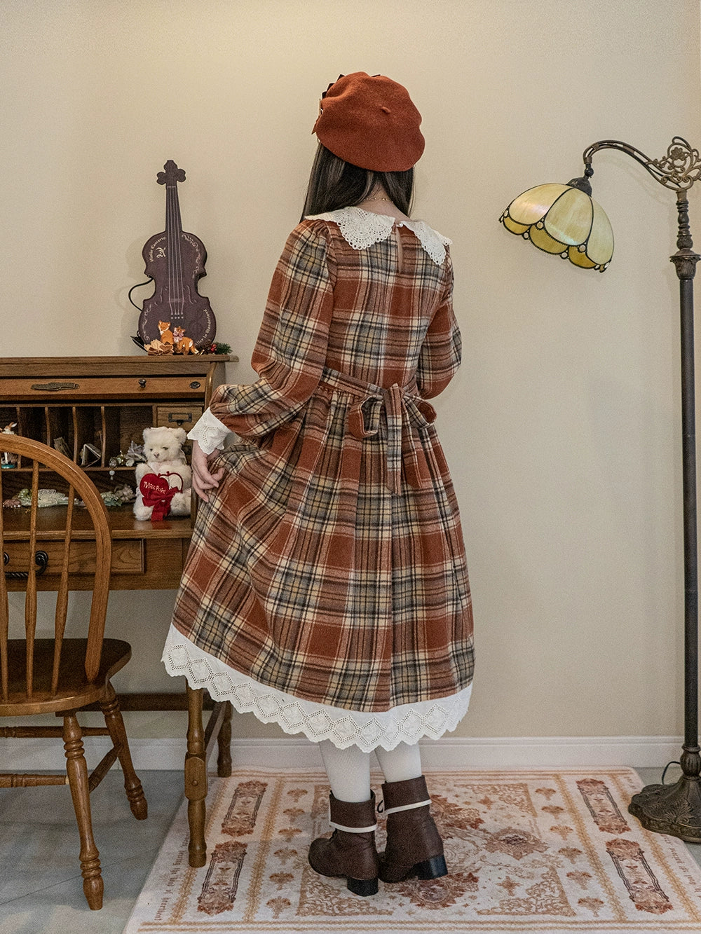 (BFM)Miss Point~Fat Fox in the Forest~Customized Lolita OP Dress Plaid Loose Daily Dress 37590:562868