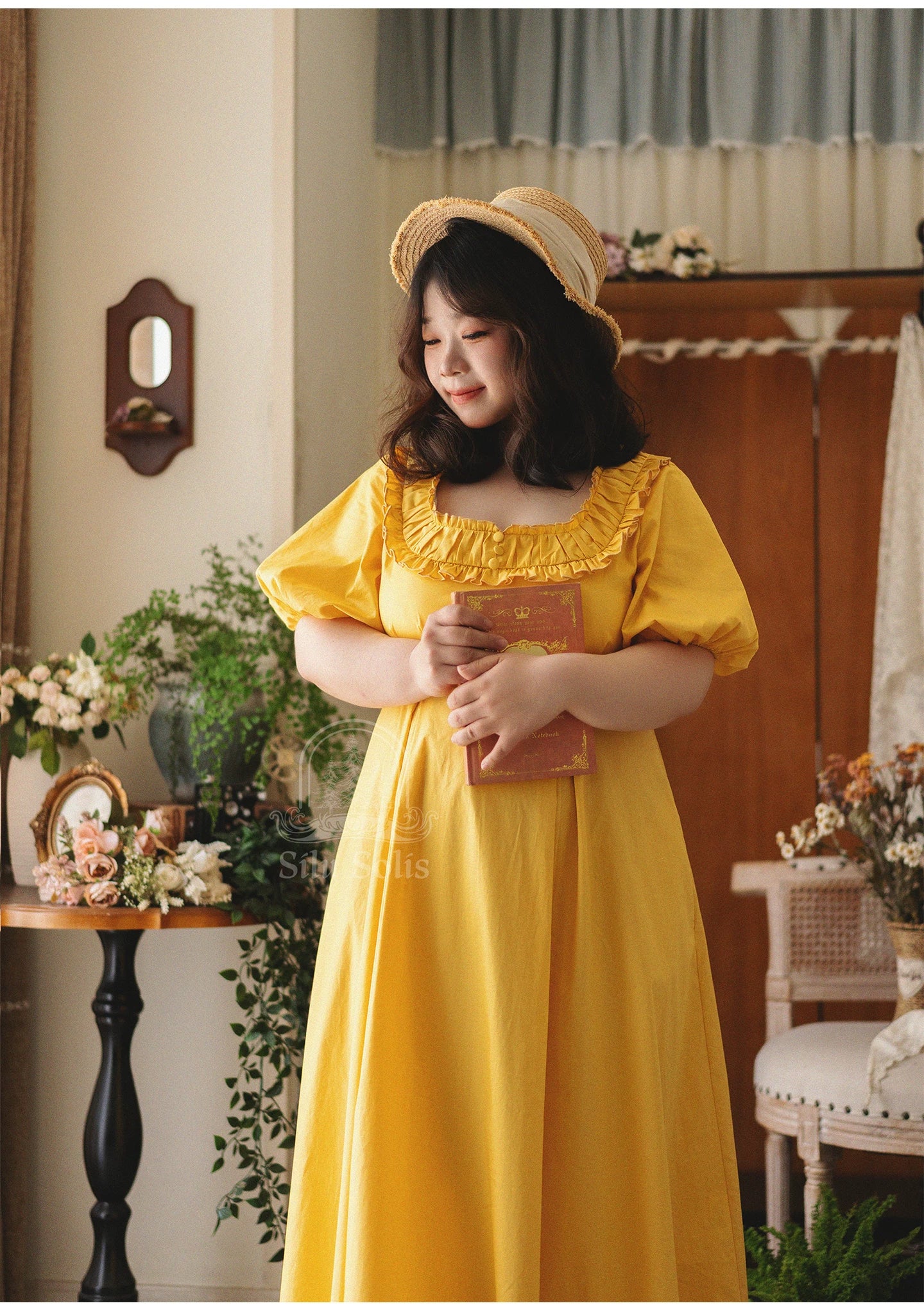 Morning Forest - Cotton Empire Waist OP Dress with Built-in Bra Pads
