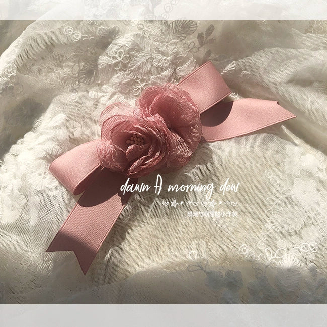 Dawn And Morning - Rozen Maiden Accessories Lolita BNT Choker Cuffs flower bow rose pink