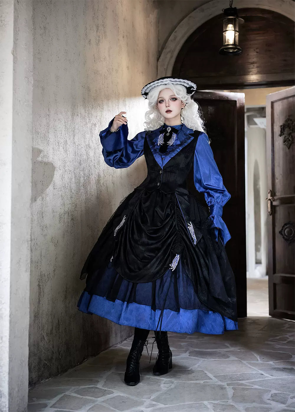 Moonnight Return - Gothic Lolita Long Vest, Embroidered Collar 44582:813834