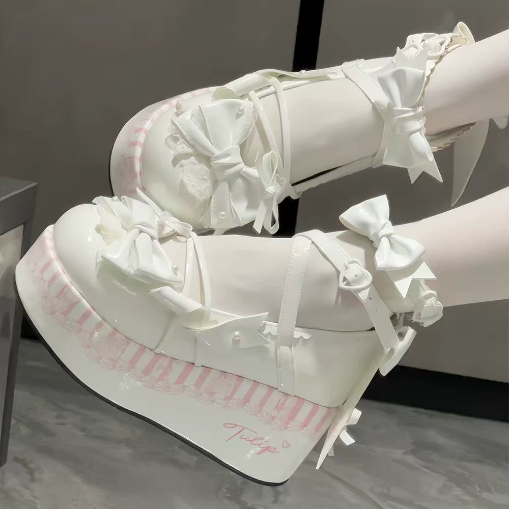 Windchime Fantasia - Sweet Lolita Platform Shoes, Detachable Back Bow 45759:861004