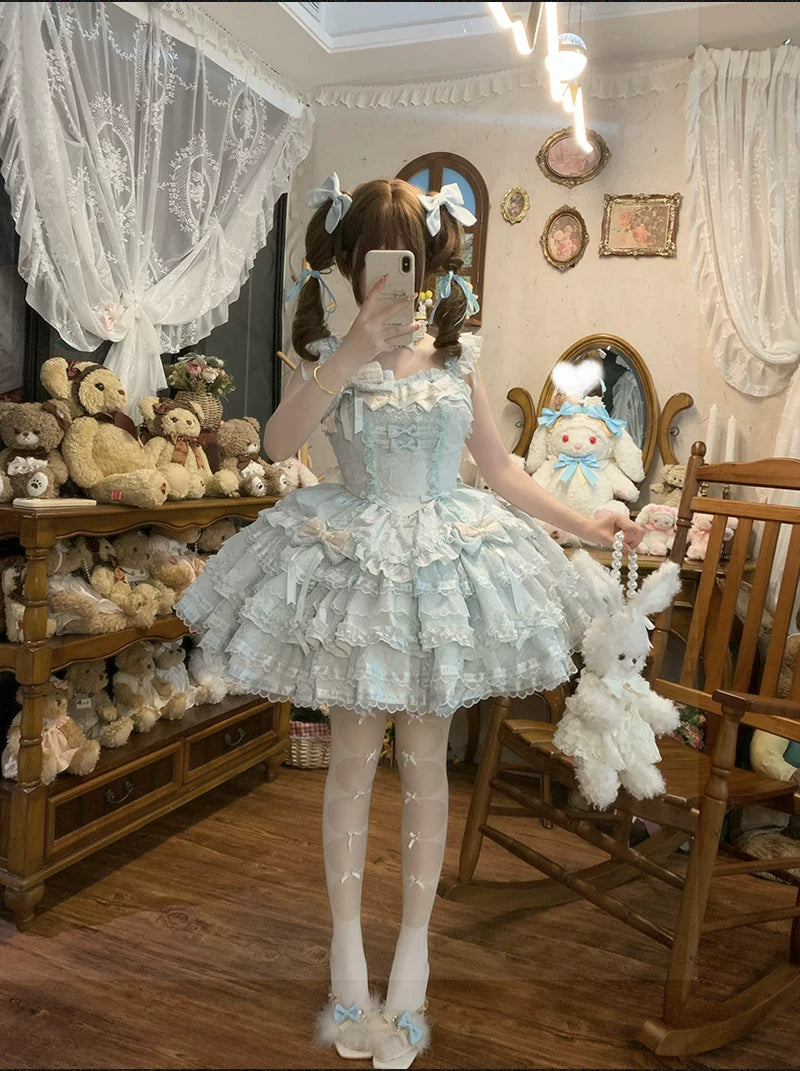 Luminous Whisper - Sweet Lolita Princess Jumper Dress, Layered Hem