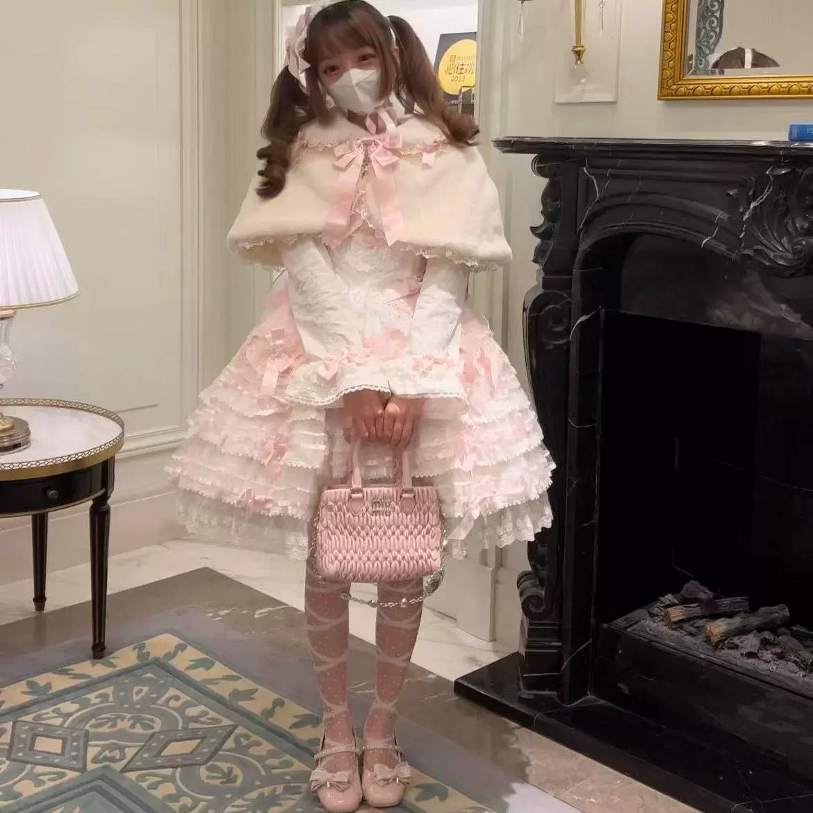 The Seventh Doll - Old School Lolita Cape Bunny Plush Short Coat