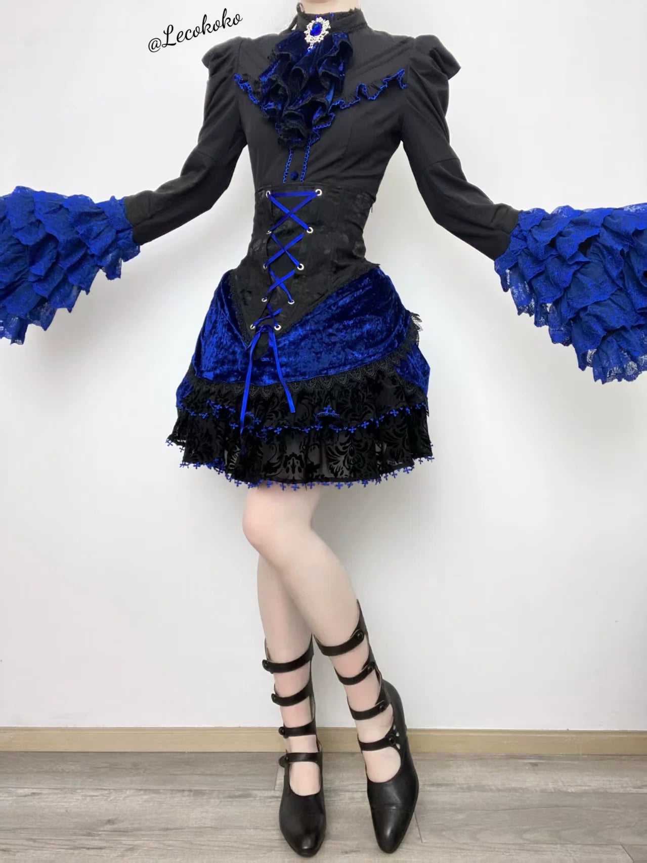 Twilight Hour - Gothic Lolita Hime-sleeve Blouse & Corset Skirt Set 45373:845860