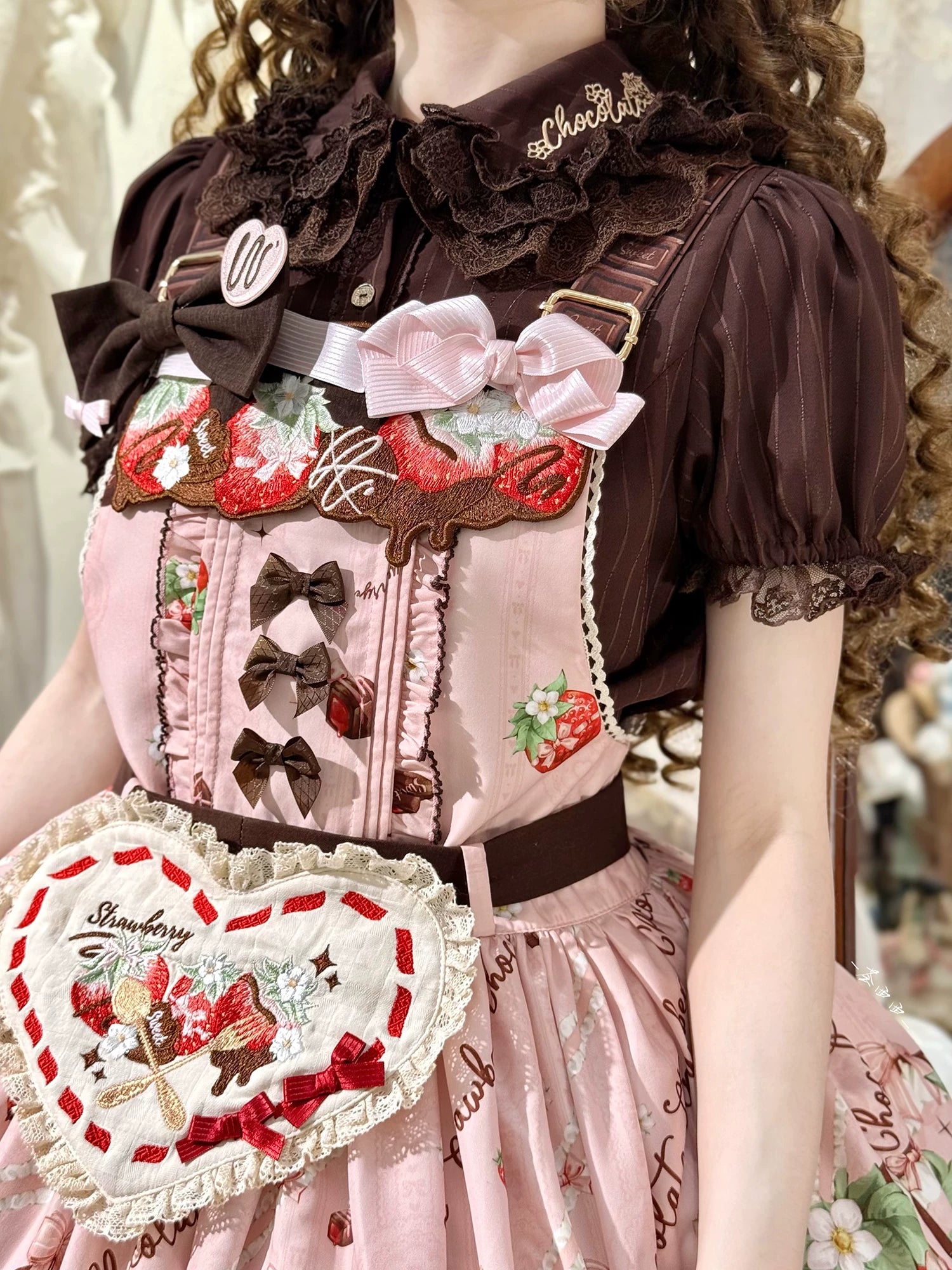 Strawberry Chocolate Lovers - Sweet Lolita Embroidered Printed Accessory 45215:840653