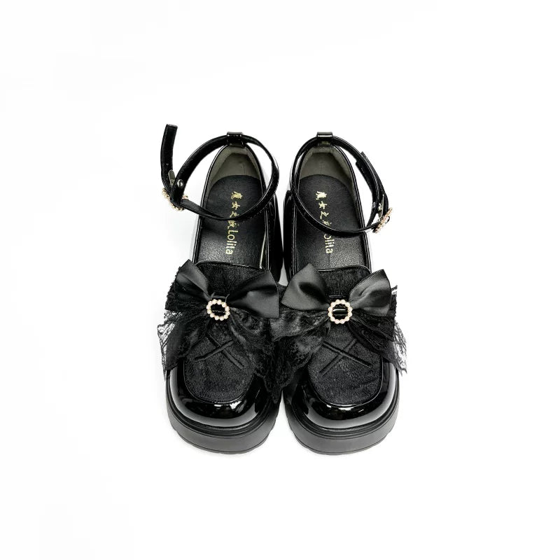 Daily Lolita Heels Shoes, White & Black Color