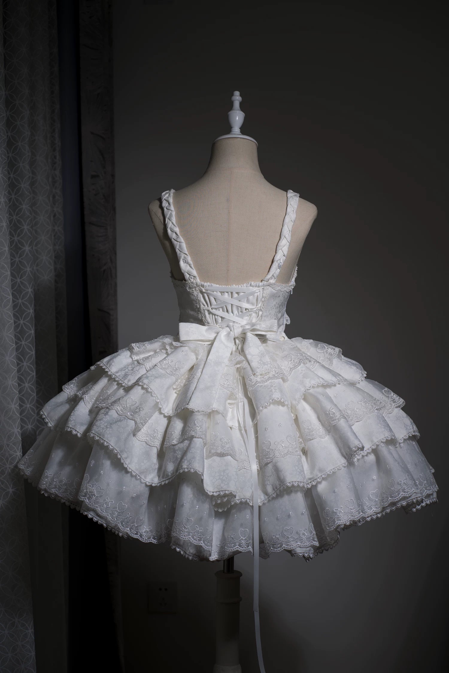 Mori Isle - Solid Gothic Lolita JSK Dress, Embroidered Lace 45658:857784