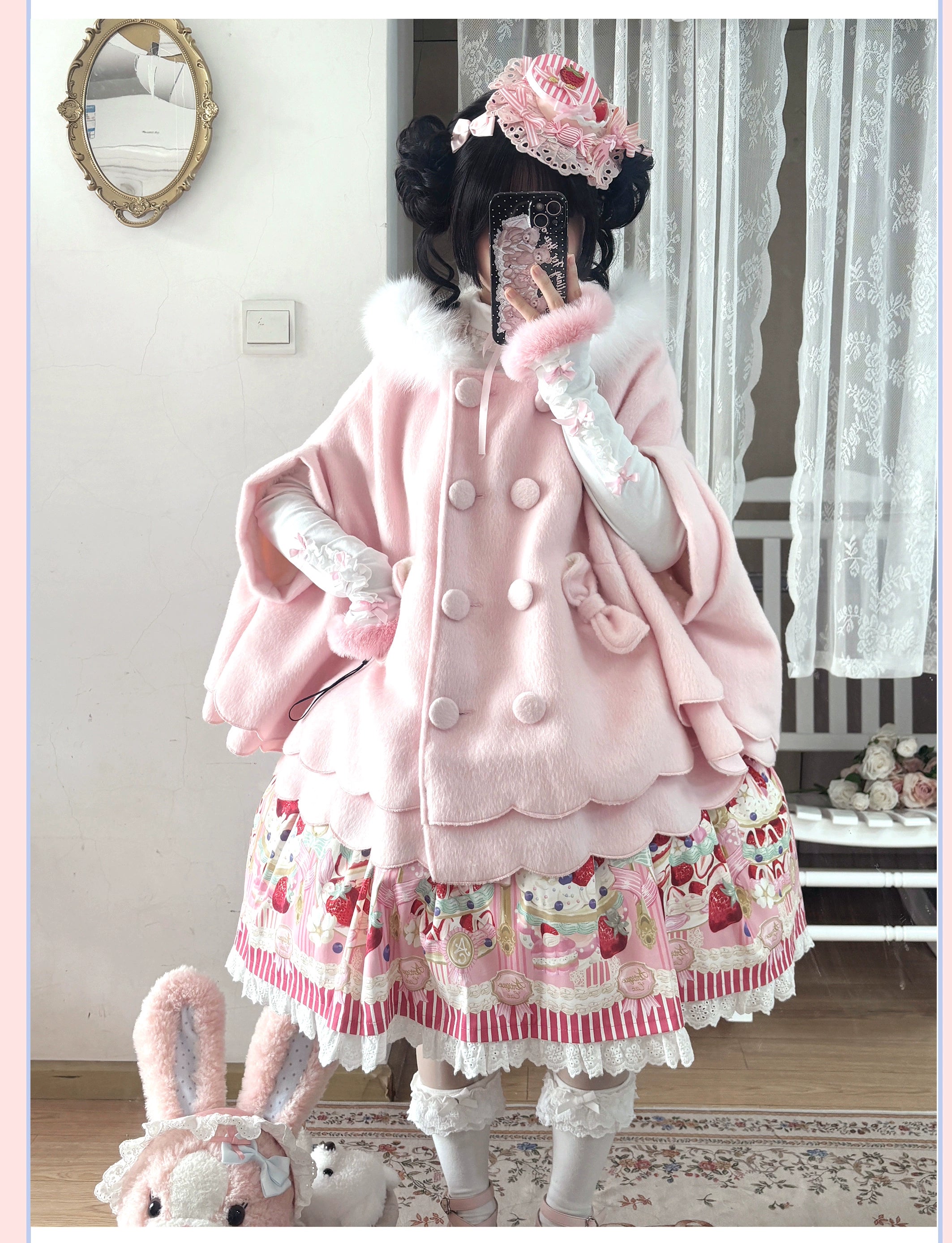 Yayizi - Sweet Lolita Cape Winter Plush Lolita Coat