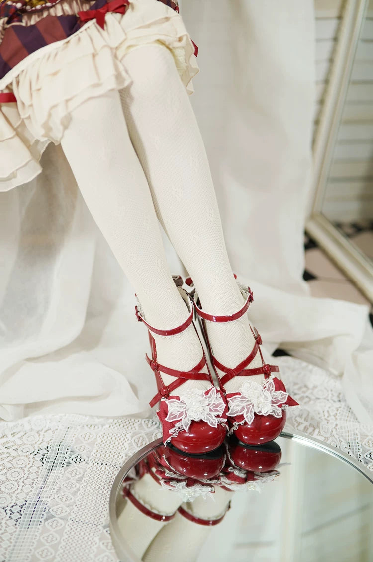 Spring Sakura - Wedding Sweet Lolita Heels Shoes, Floral Accent