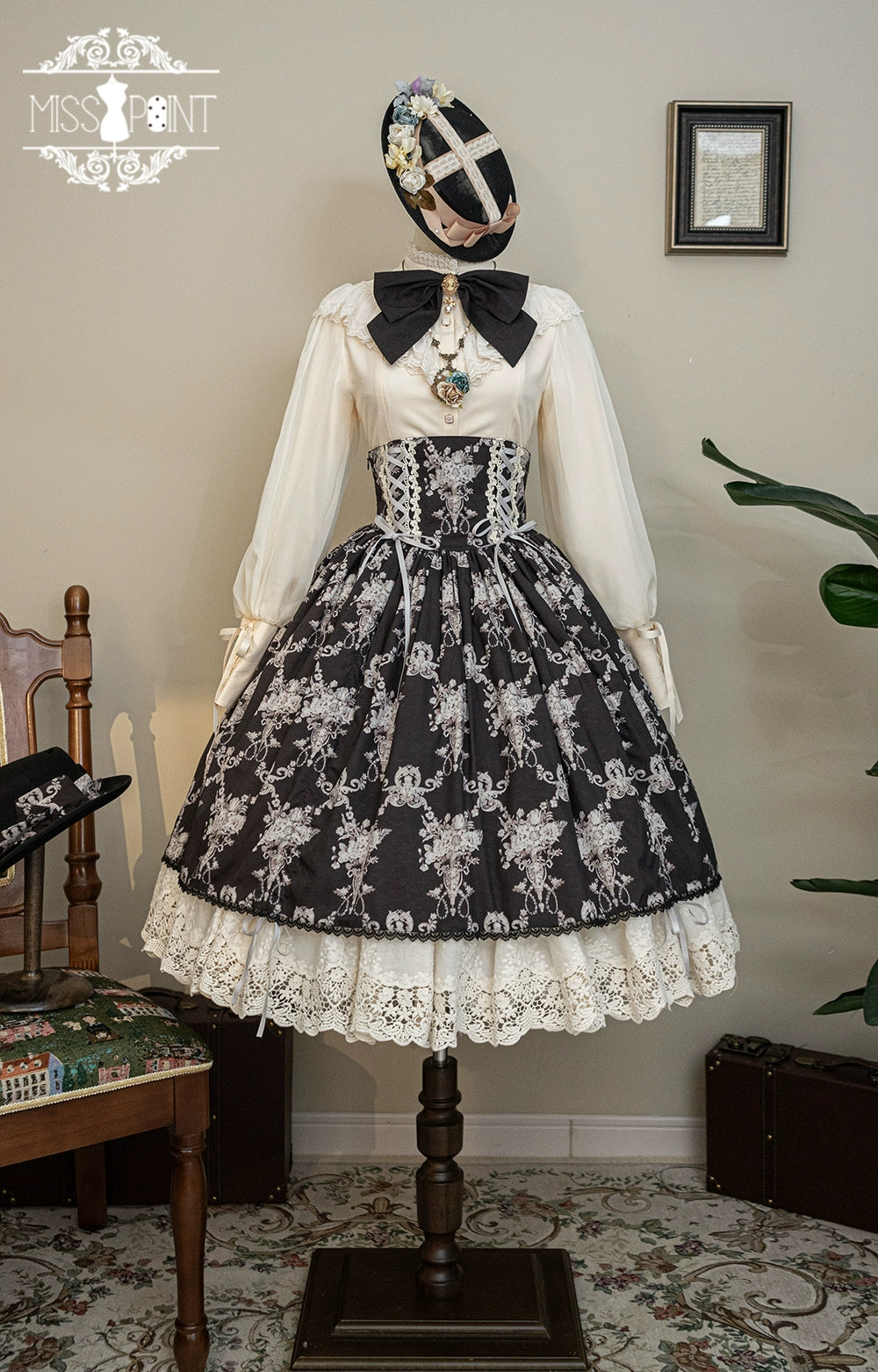 (BFM)Miss Point~Customized Vintage Lolita Skirt Elegant Pullover Fishbone SK (2XL L M S XL XS) 31464:363182