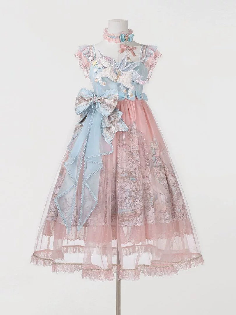 Designer Gift - CloudPlay - Sweet Lolita JSK Dress, Carousel Print JSK Only S