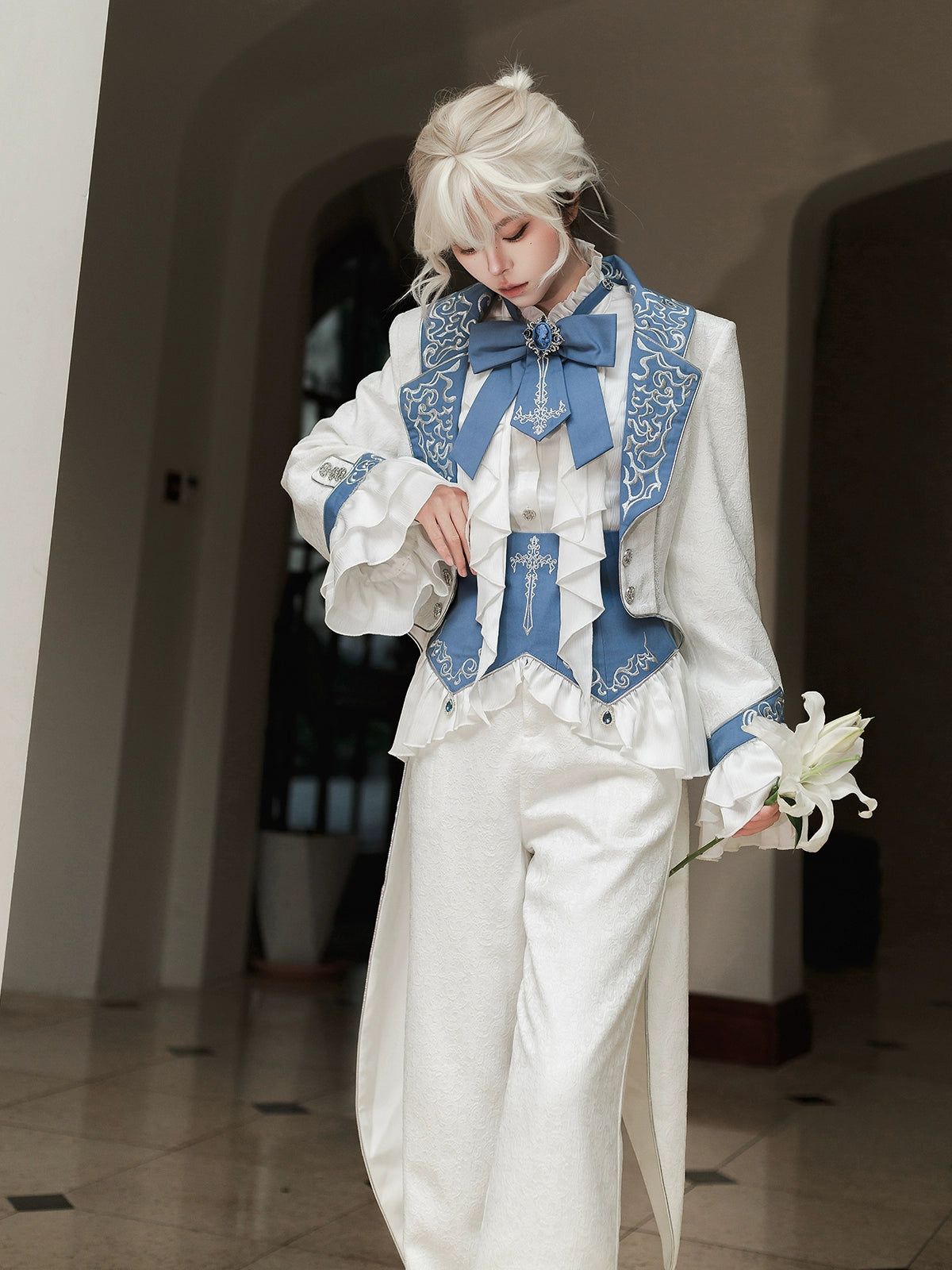 Your Princess - Lunar Paladin - Embroidered Ouji Lolita Tailcoat Set