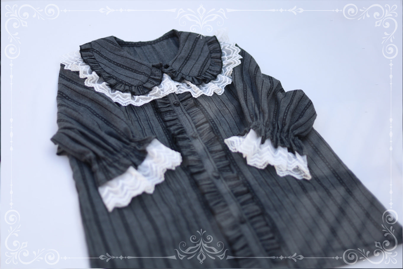 MIST~Sweet Lolita Golilla Short Sleeve Shirt S griege 9912:184418