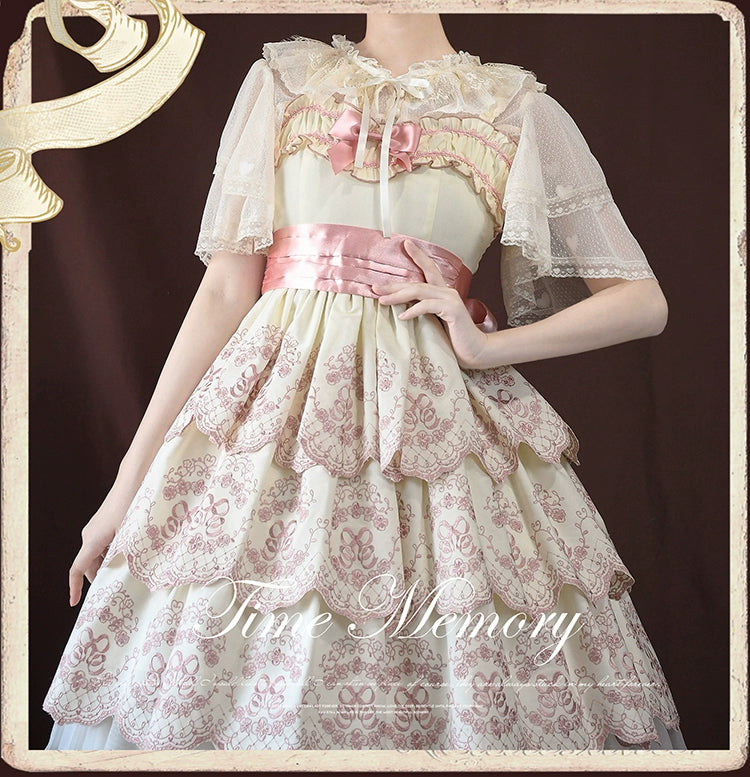 (BFM)Time Memory~Sweetheart Curtain~Sweet Lolita Shawl Short Sleeve Lace Cardigan 34594:462898