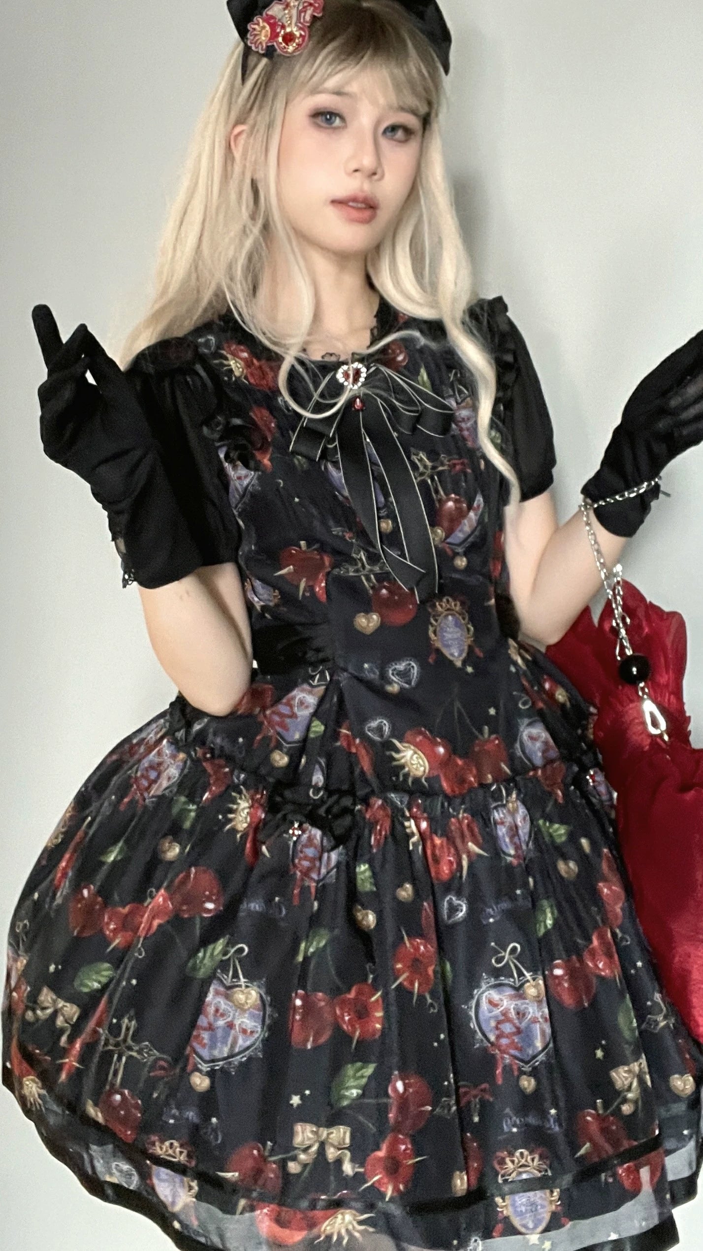 (Buy for me)Gloaming~Sweet Lolita Cherry print Short Sleeve OP and SK Set 28840:322626