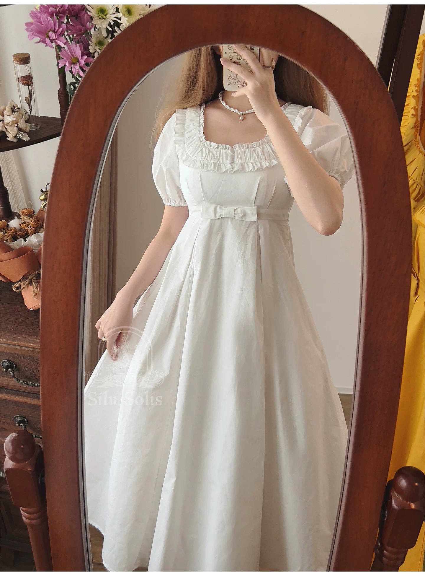 Morning Forest - Cotton Empire Waist OP Dress with Built-in Bra Pads