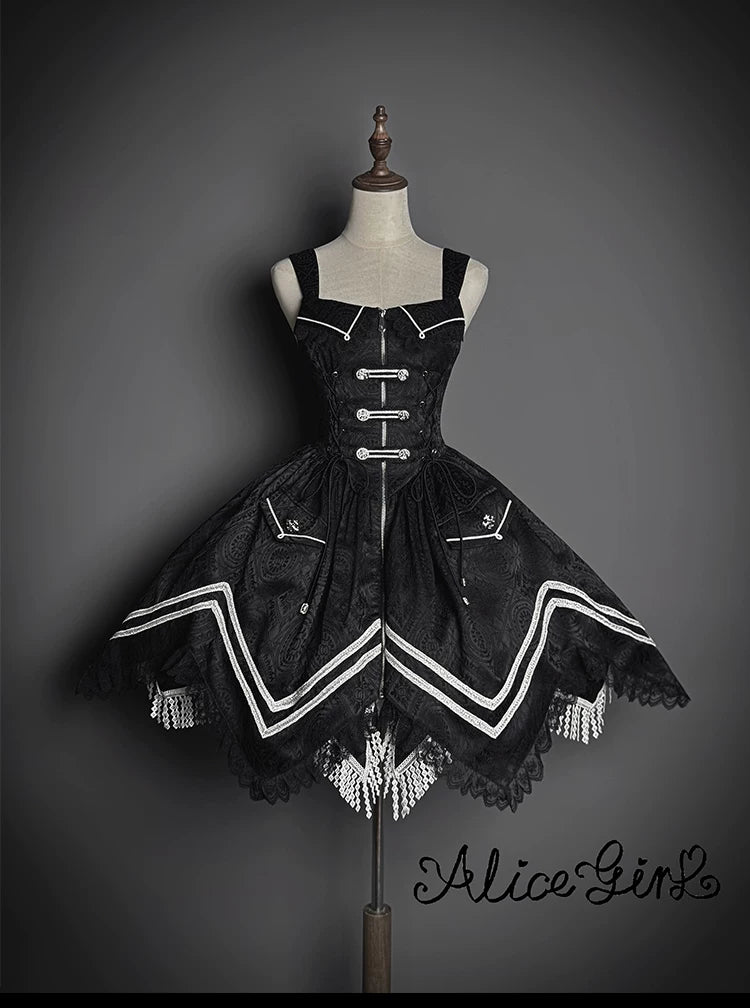 Dawnbreaker - Military Lolita JSK, Diamond Shaped Hemline (Black / L M S XL XS) 44643:816830