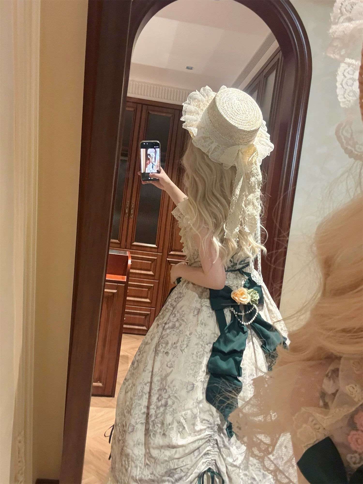 Dolota Flower Wall - Classic Lolita Floral OP Dress, Open Shoulder 44485:811211