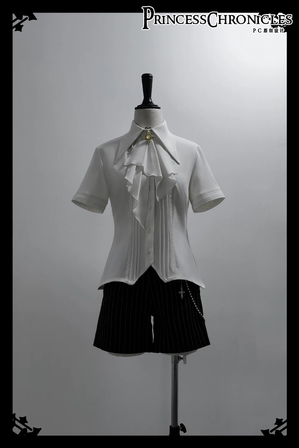 The Dawn of Arrival - Ouji Lolita Fitted Blouse with Detachable Jabot 45657:857041