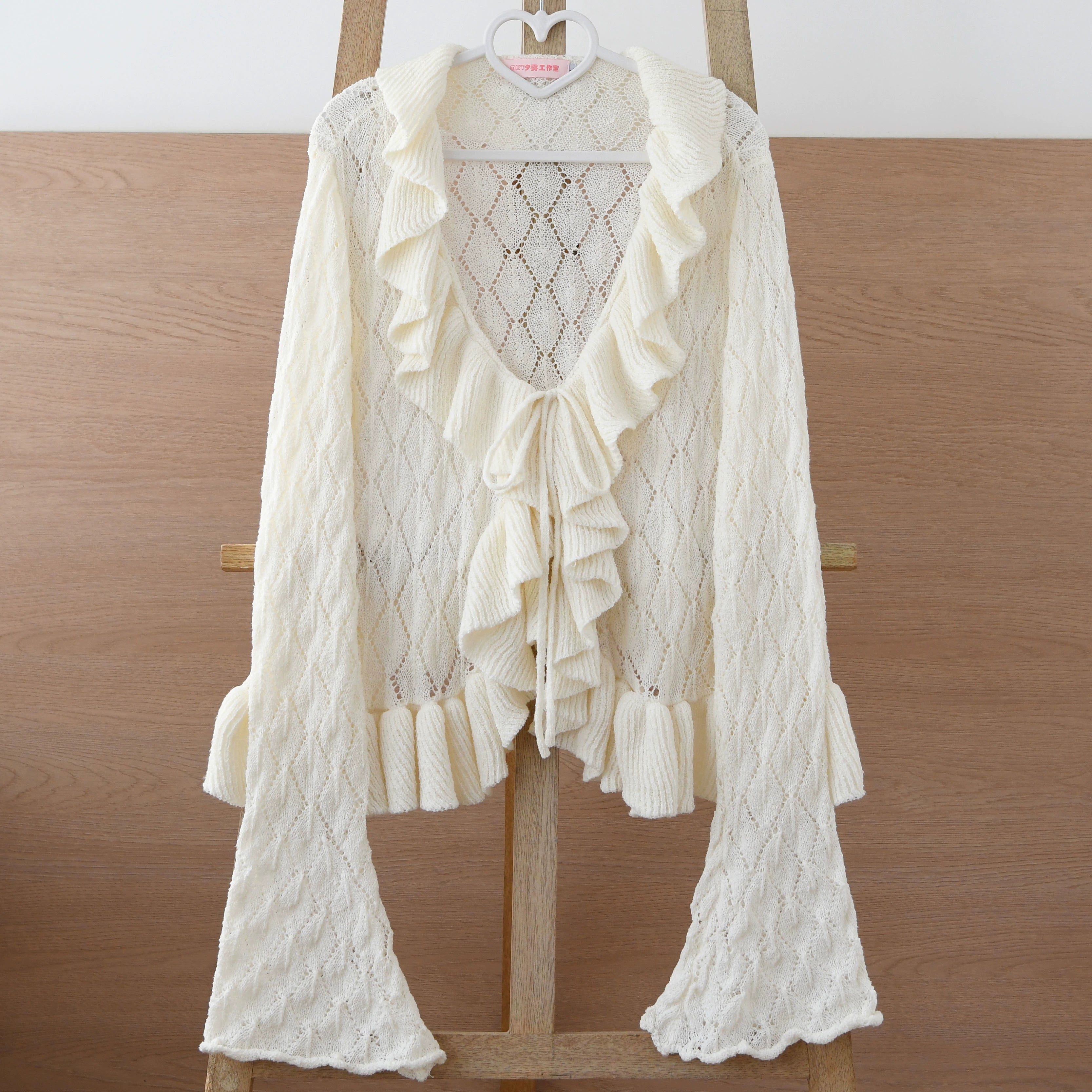 MIST - Sunset Bouquet - Elegant Lolita Cardigan, Flounce Hem (Beige / L M S) 43794:785608