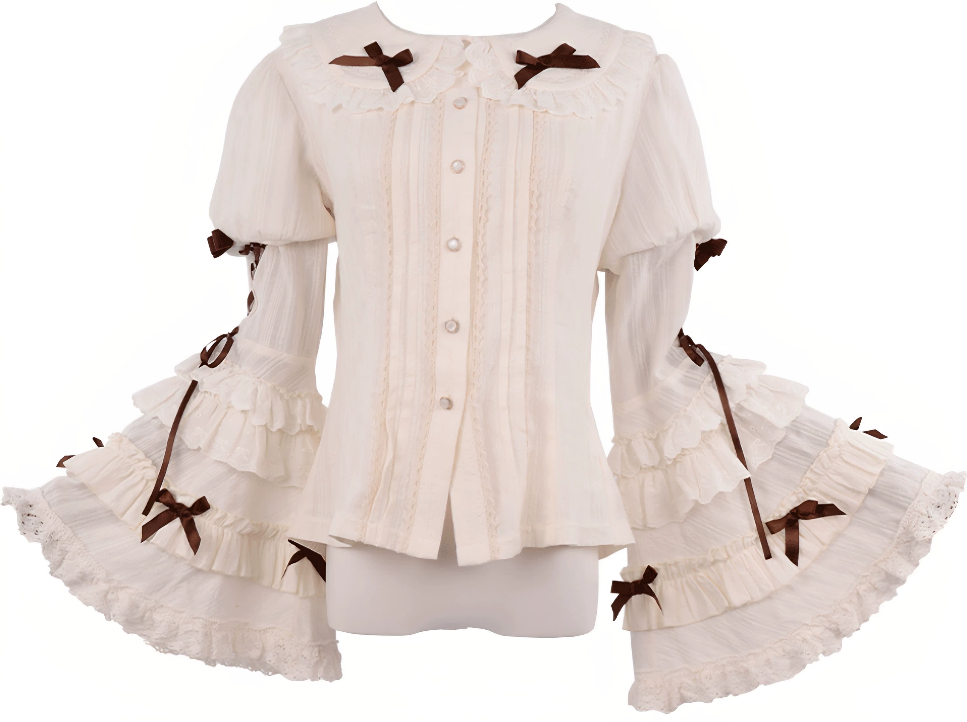 Antique Teddy Bear - Classic Lolita Printed JSK Dress with Ribbon Bows (2XL L M S XL) 45538:853231