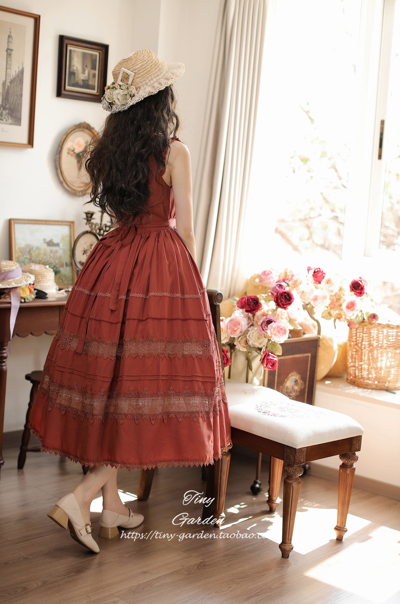 Tiny Garden~Spring Whisper~Solid Color Classic Lolita JSK Dress with Tulle Apron 42655:748182