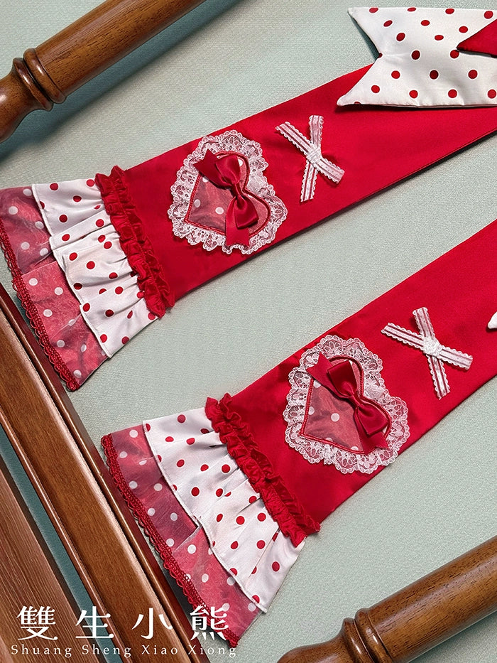 Shuang Sheng Xiao Xiong - Bite The Cake - Sweet Lolita Accessories, Red & White Polka Dots 43602:781288