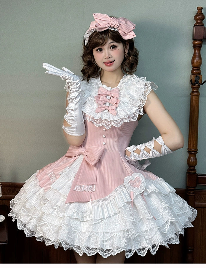 Alice Girl~Arrogant Miss~Sweet Lolita Jumper Dress with Tiered Lace Dress 41484:699436