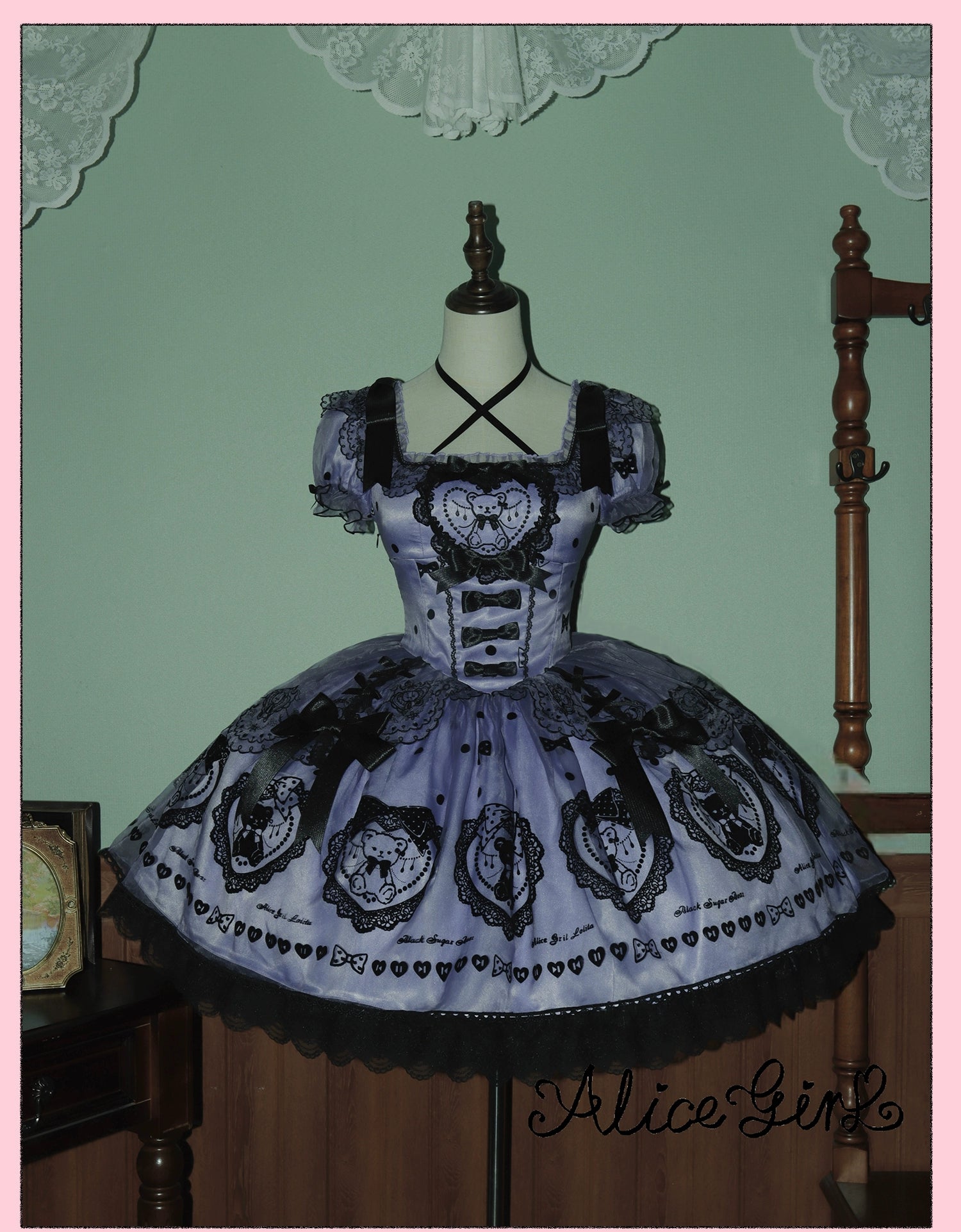 Alice Girl - Brown Sugar Bear - Printed Sweet Lolita Dress, Multiple Styles (L M S XL XS) 43697:783254