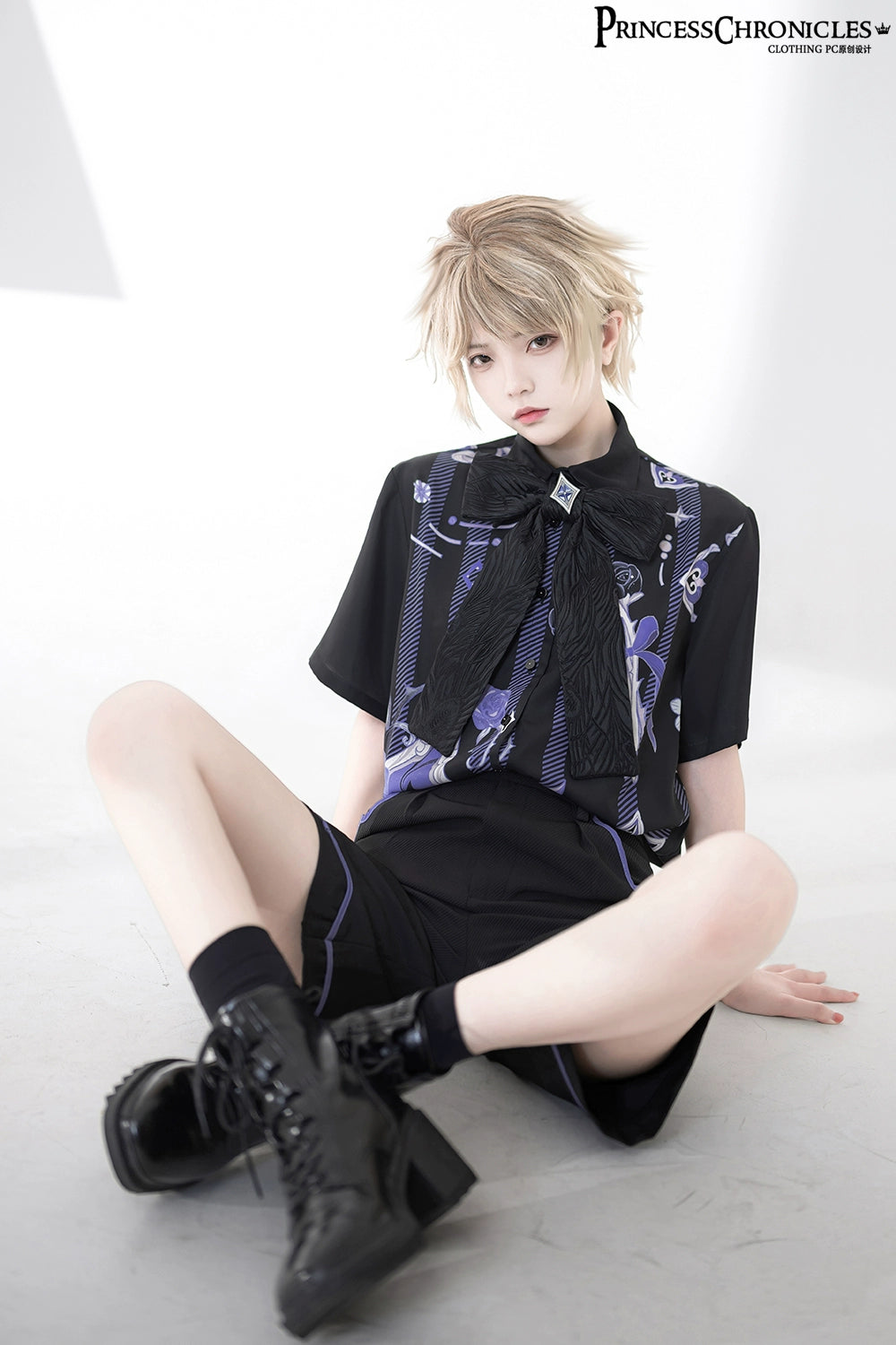 Princess Chronicles - Summer Cool Prince Print Loose Shirt and Shorts