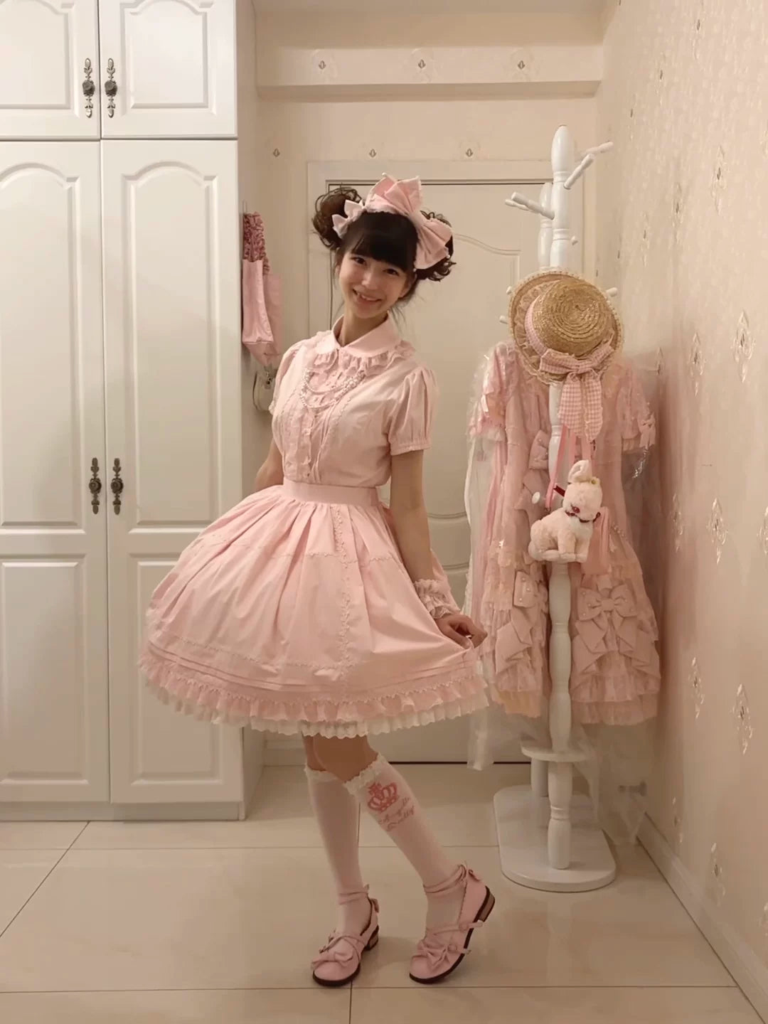 Sugar Heart Rose - Cotton Old School Lolita SK with Ruffled Hem