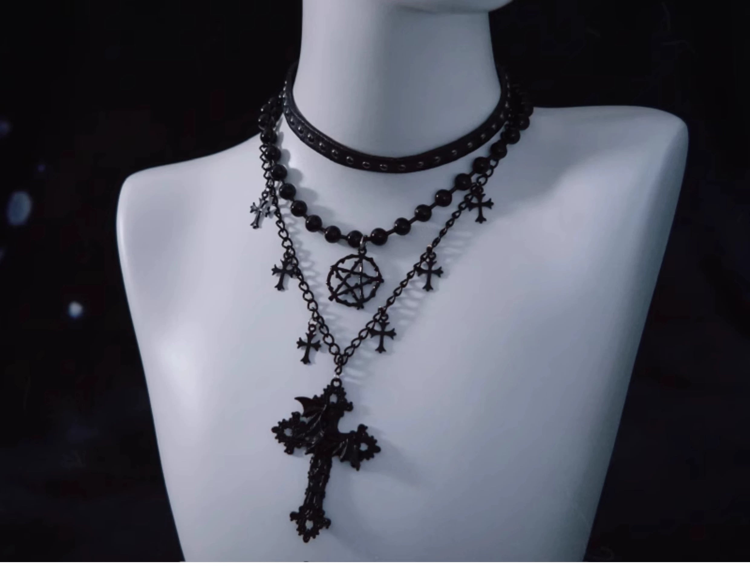 Strange Sugar - Triple Layer Gothic Lolita Necklace 40792:798023